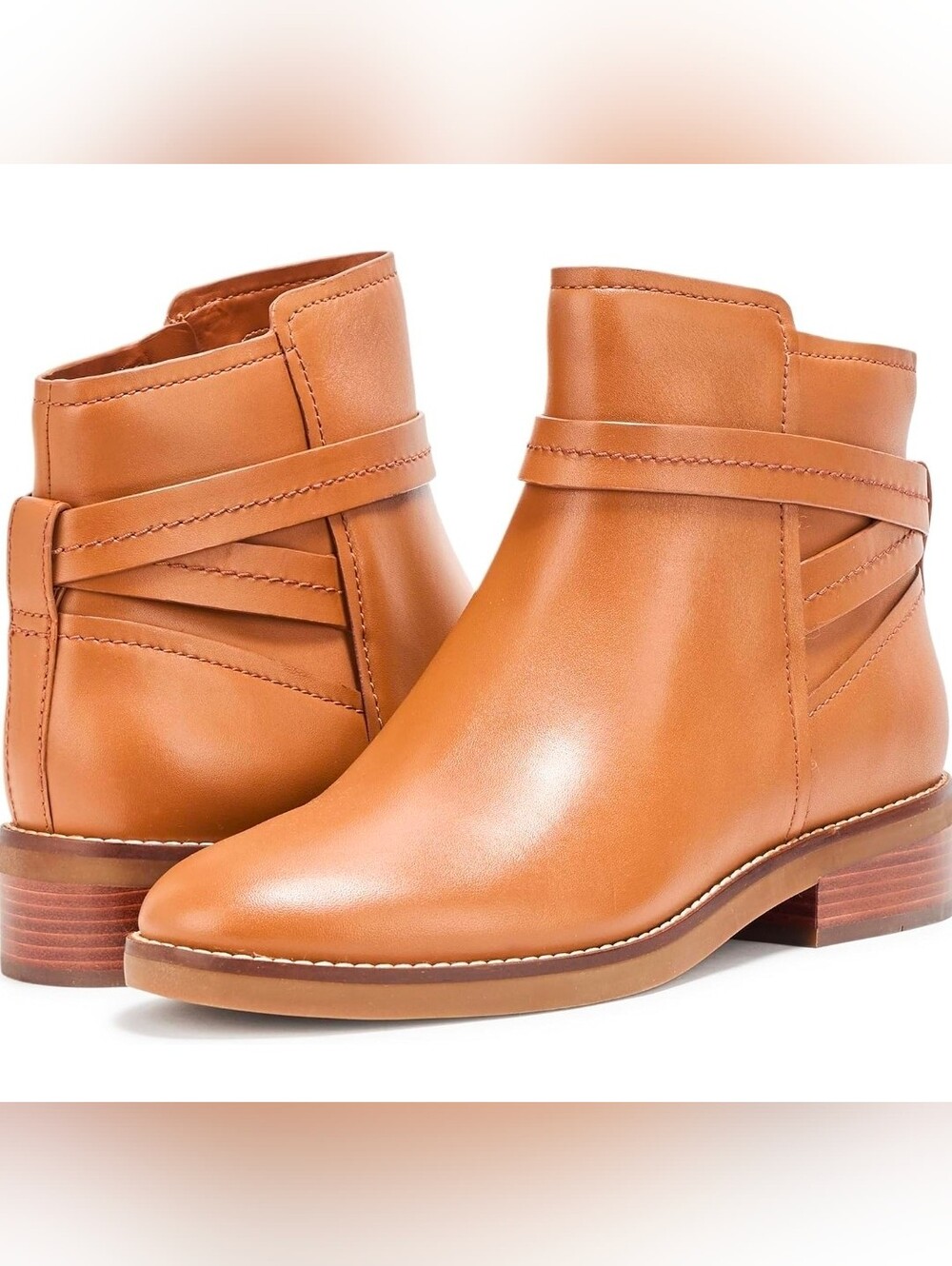 🔥 Cole Haan Rosalyn Waterproof Ankle  Leather Boots Women US 9.5 Tan MSRP $125